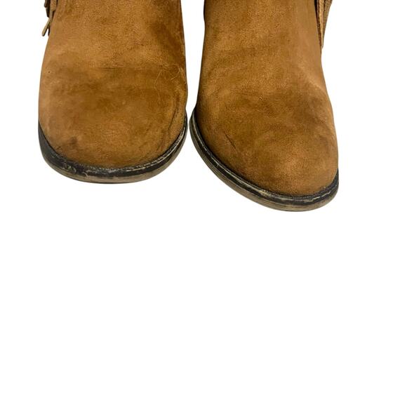 Mia Lindsie Brown Suede Leather Ankle Boots Side Zip Fringe Tassels Size 8.5 - Picture 8 of 16